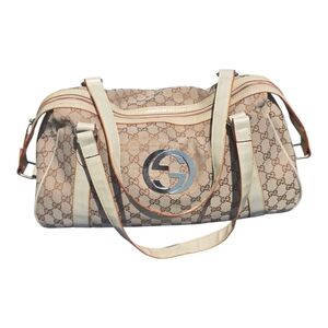 Gucci Beige Cream Shoulder HandBag Women Monogram Medium Logo